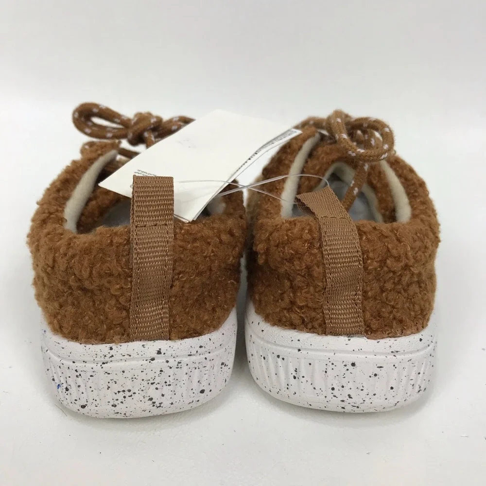 Baby Gap Fuzzy Sneakers Shoes Sherpa Brown Lisa Size 5 18‎ To 24 Months